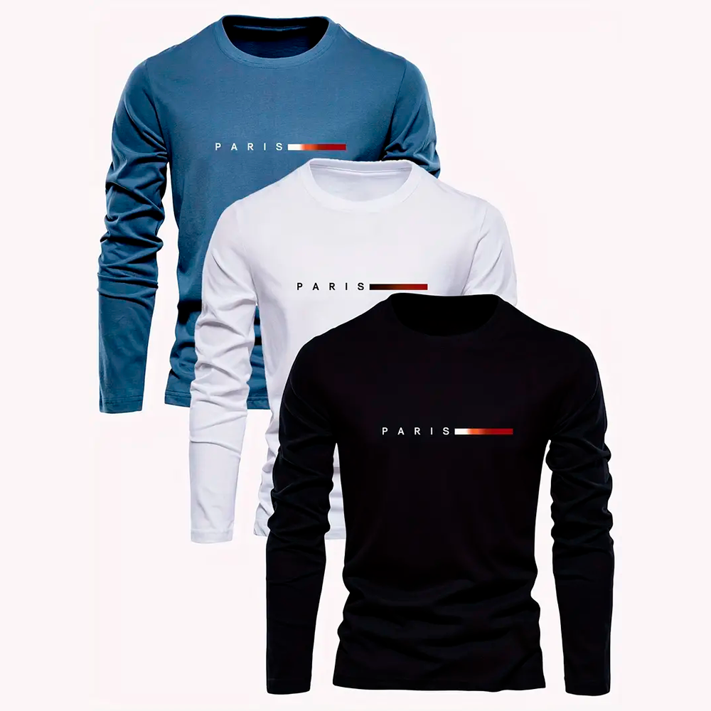 KIT de 3 Camisas Manga Longa PARIS™