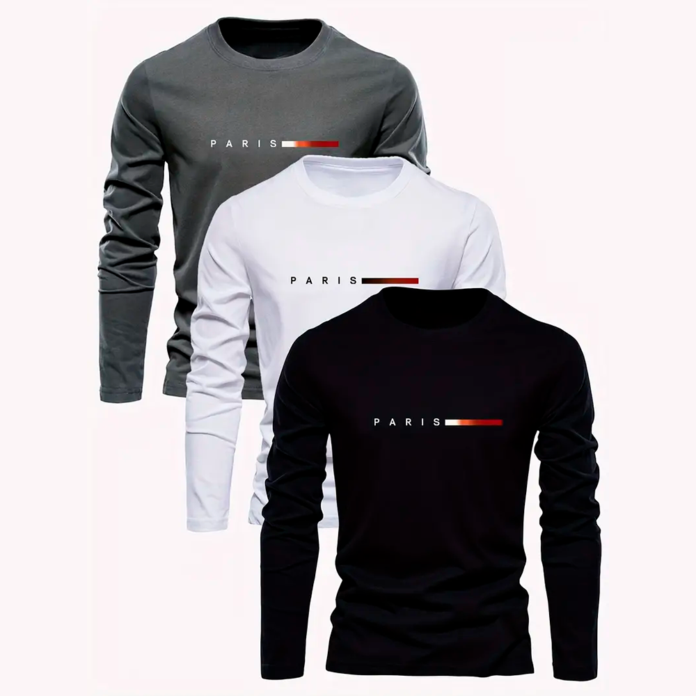 KIT de 3 Camisas Manga Longa PARIS™